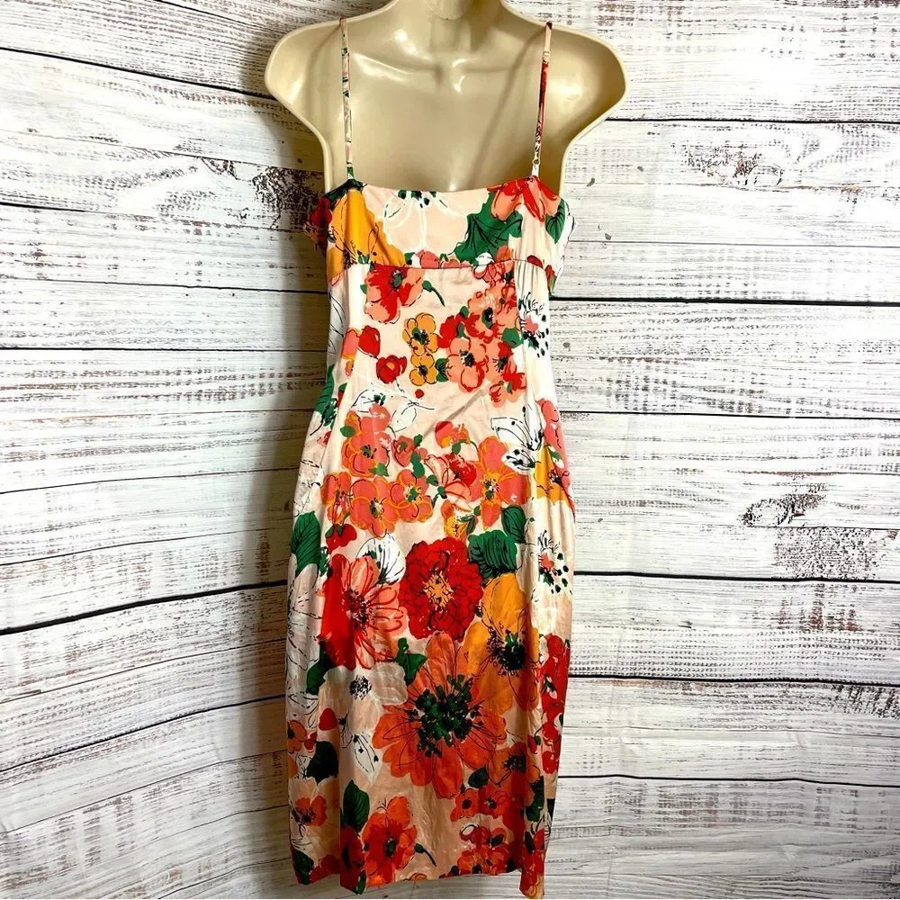 Susana Monaco Floral Dress - Red, Orange, Green - Picture 4 of 10